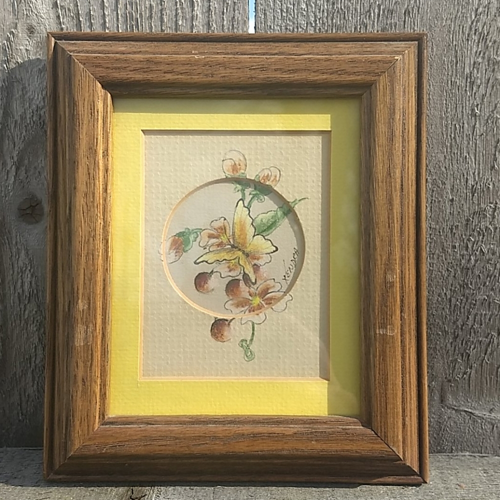 Butterfly floral matted art by Xendra